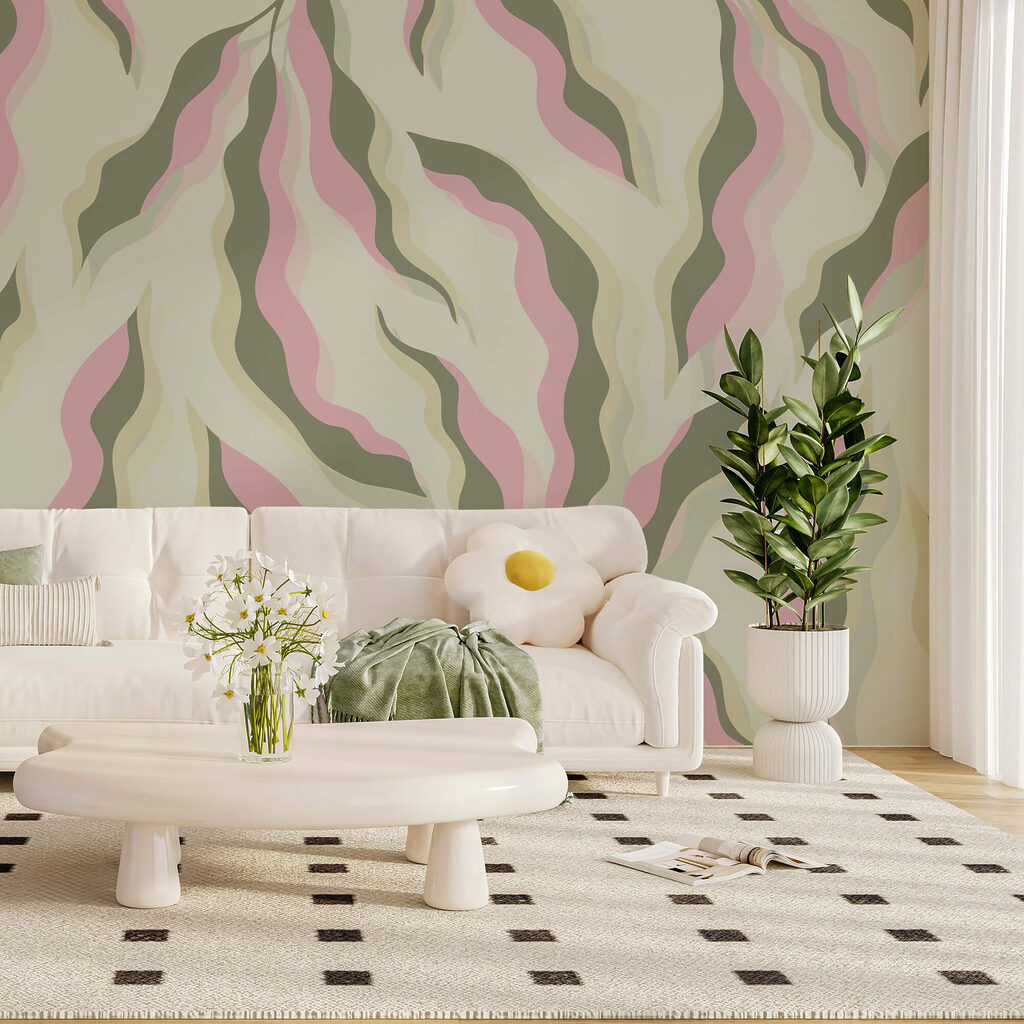 Μοτίβο φύλλων σε ανοιχτόχρωμο φόντο