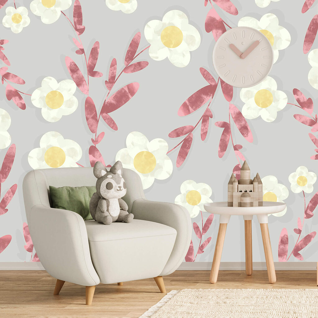 Μοτίβο από λευκά και κίτρινα λουλούδια