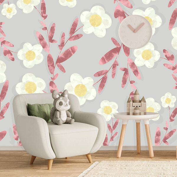 Μοτίβο από λευκά και κίτρινα λουλούδια