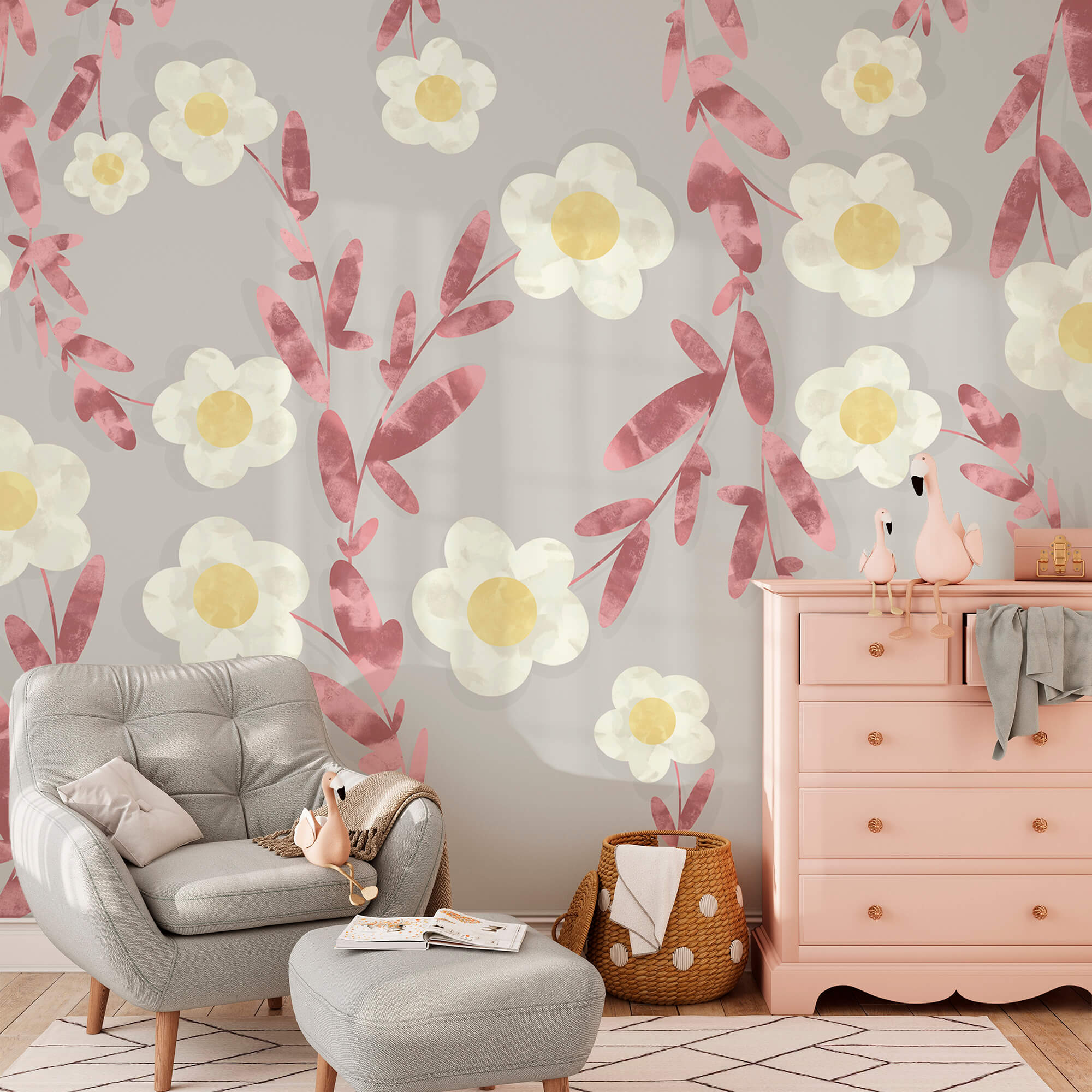 Μοτίβο από λευκά και κίτρινα λουλούδια