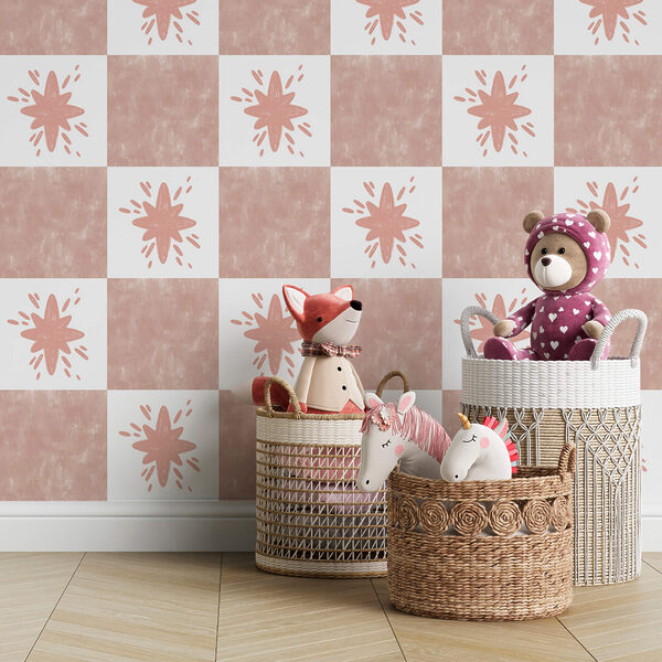 Μοτίβο από ροζ τετράγωνα με λευκά τετράγωνα