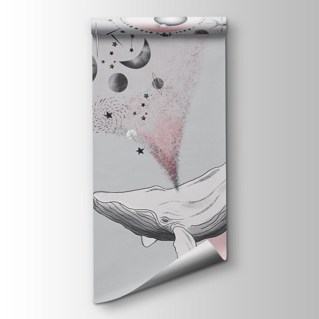 A whale with planets and stars