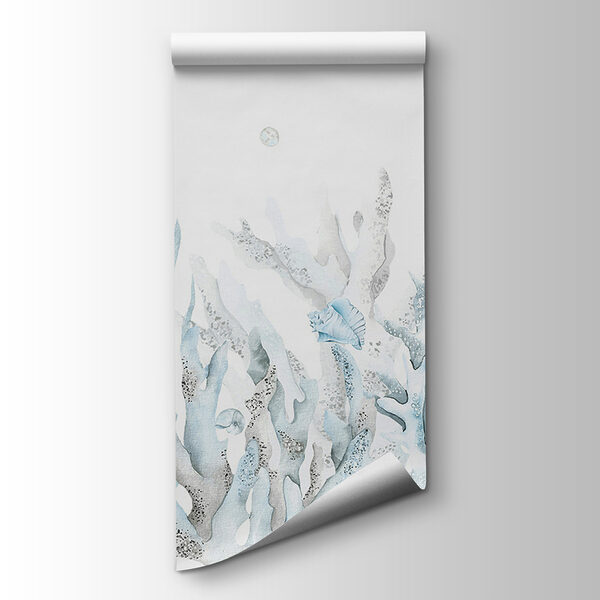 A watercolor of seaweed and shells