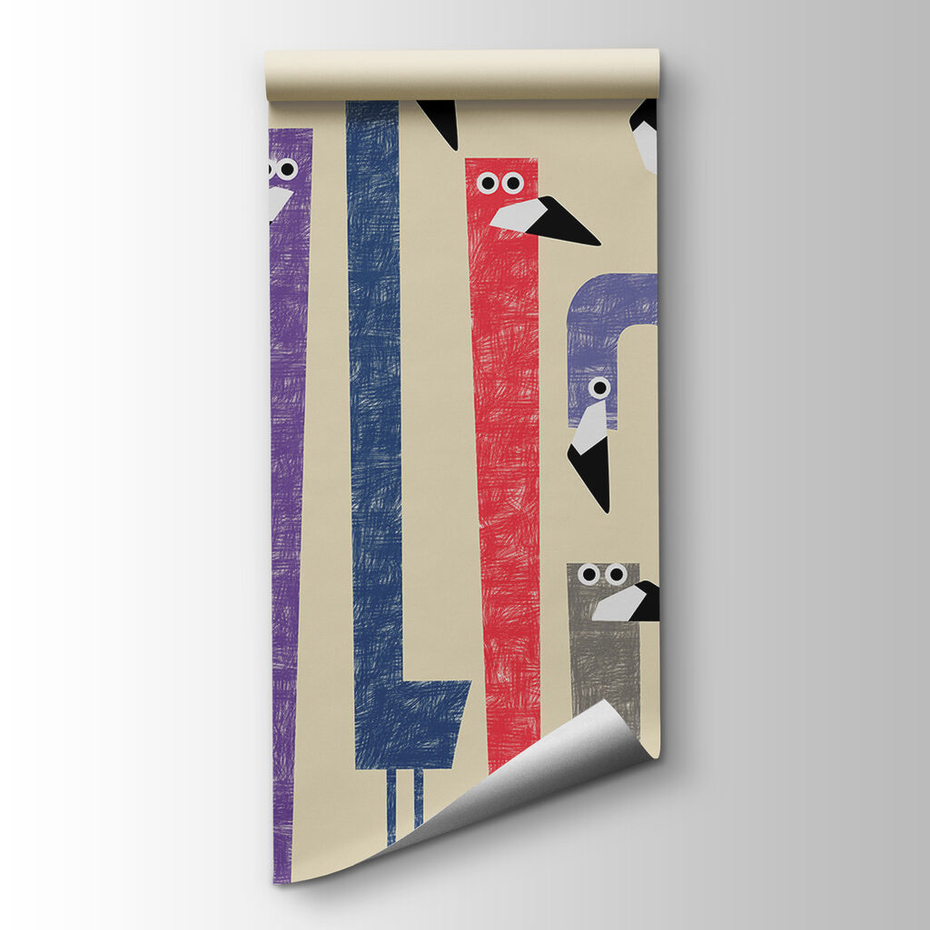 Group of birds with different colored shapes Group of birds with different colored shapes