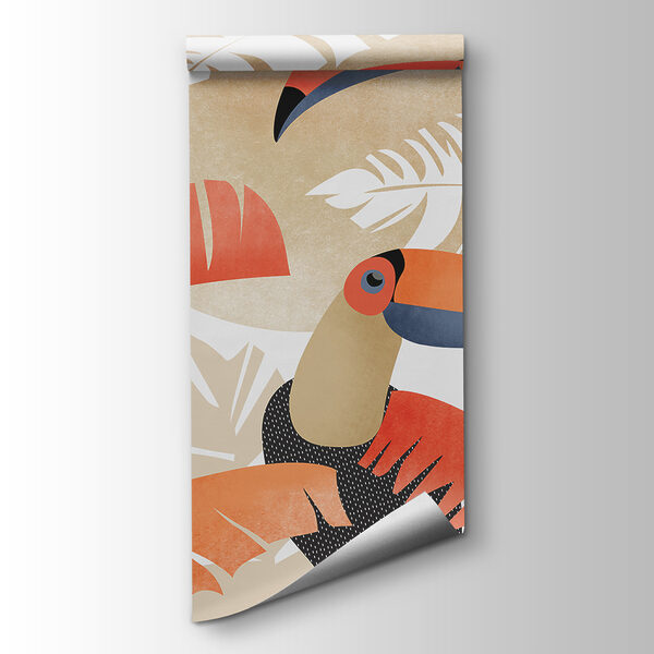 Group of birds with leaves