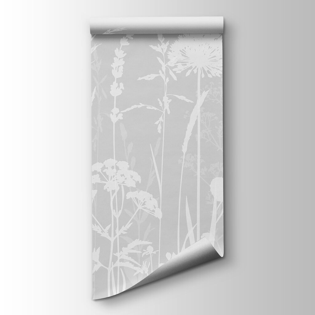 A white silhouettes of flowers