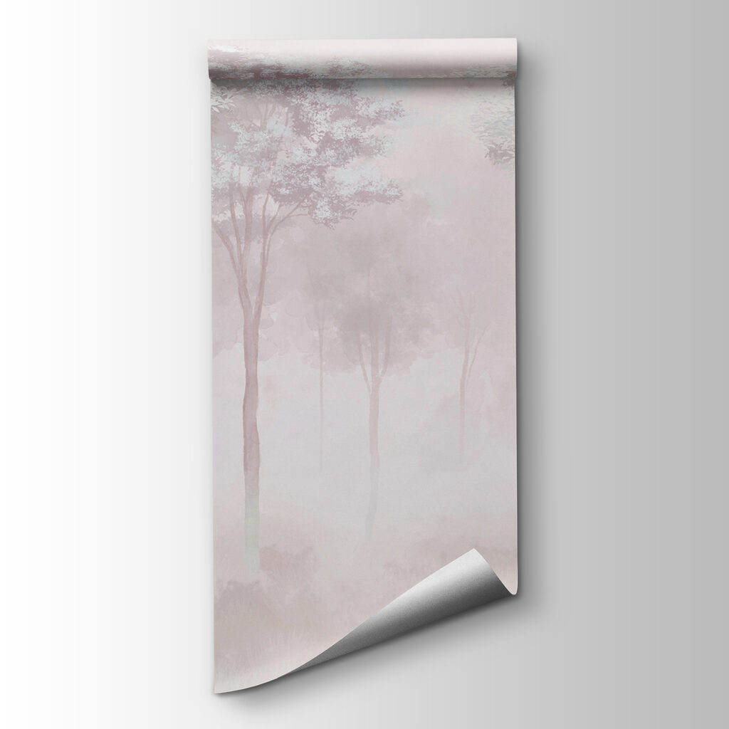 Foggy forest with trees