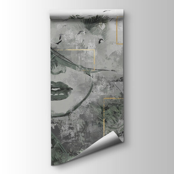 Painting of a woman's face and plants