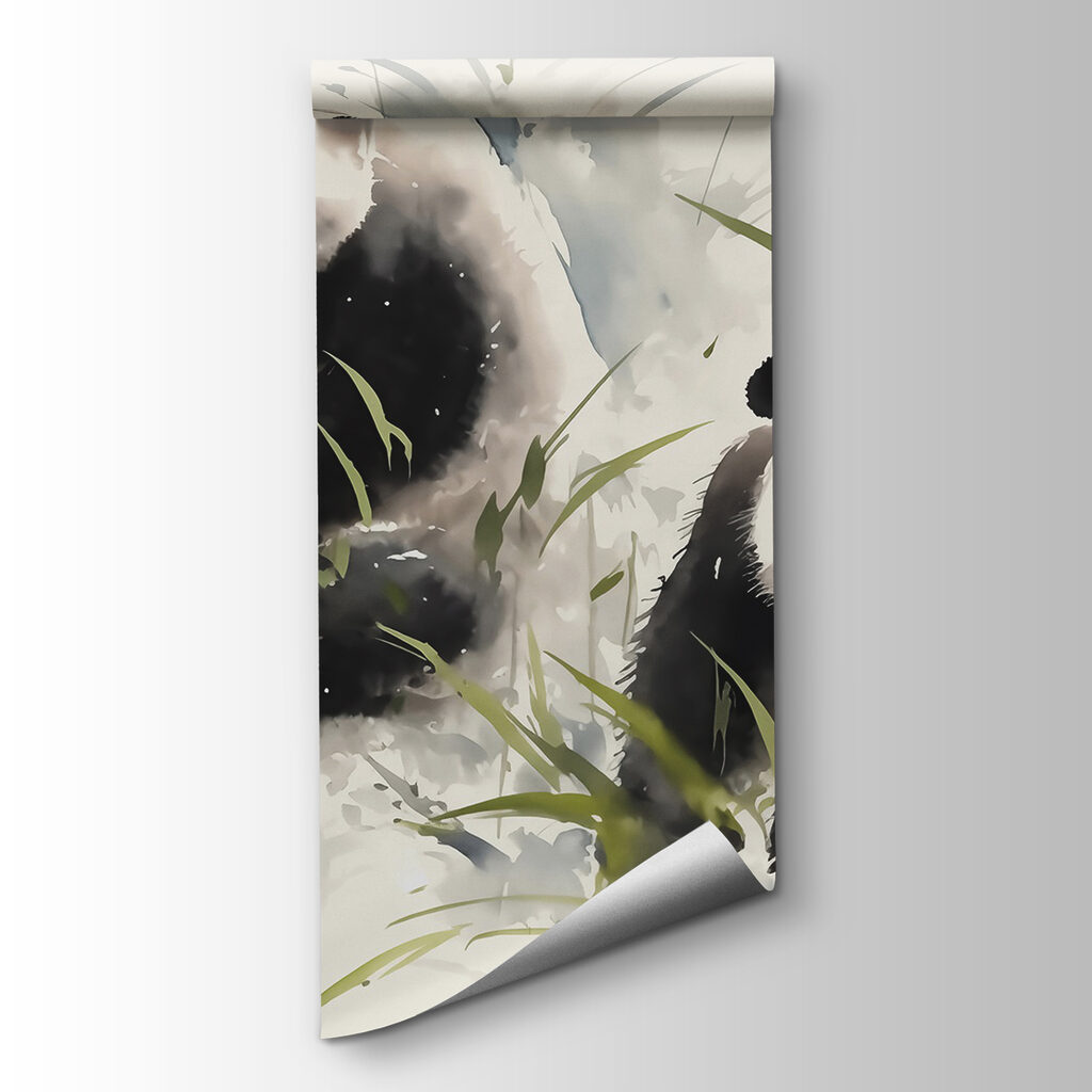 Couple of pandas in grass