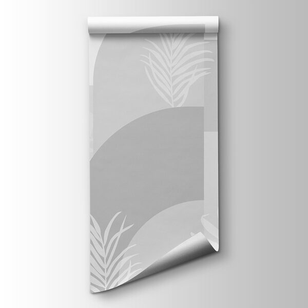 Grey and white background with white leaves Grey and white background with white leaves