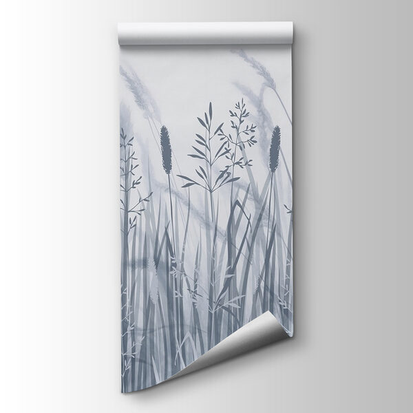 Field of grass with birds flying