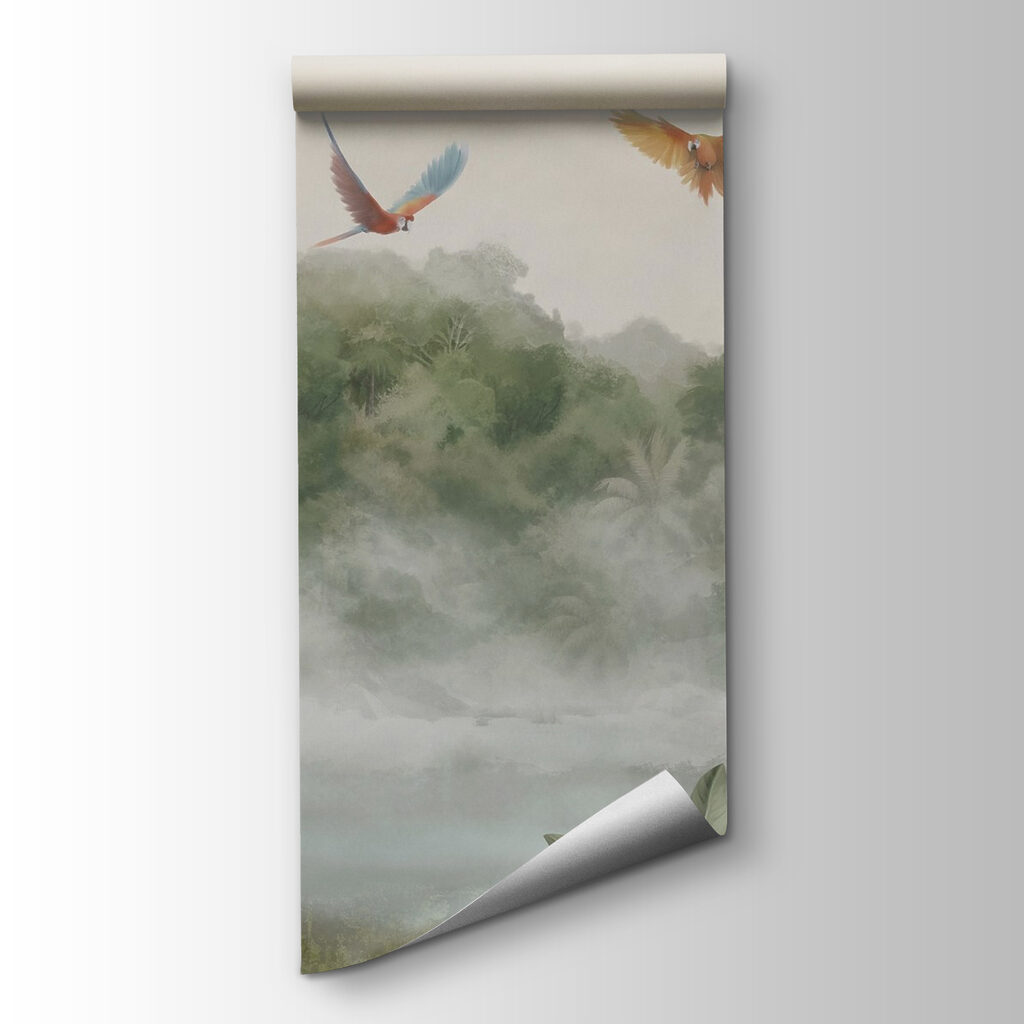 Waterfall with birds flying over it Waterfall with birds flying over it