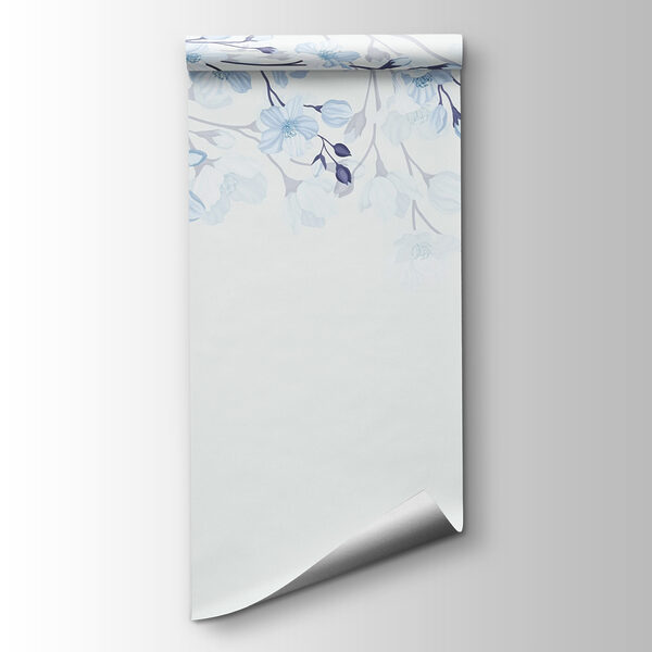 White and blue flowers on a white background