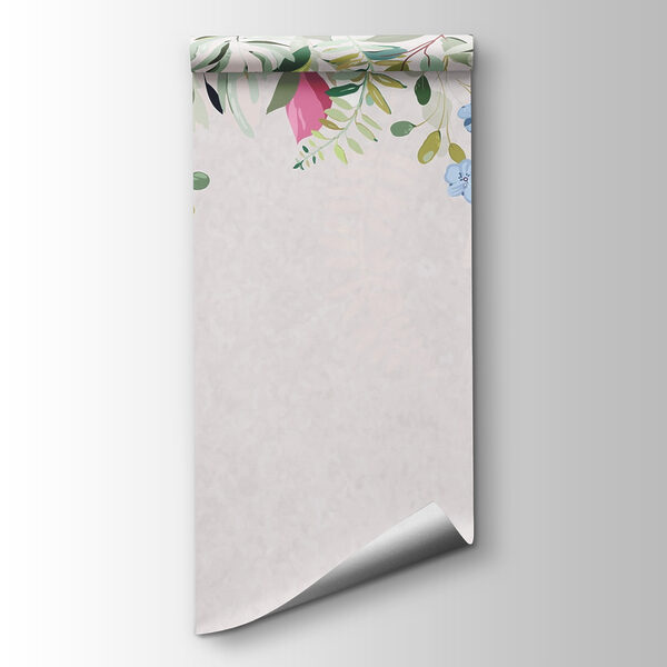 Floral border with flowers and leaves