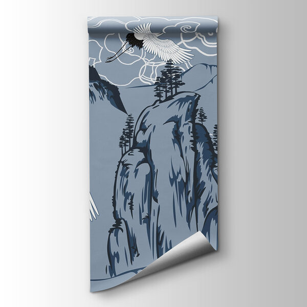 Wallpaper with birds flying over mountains