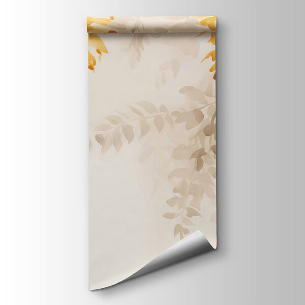 Yellow and gray leaves on a white background