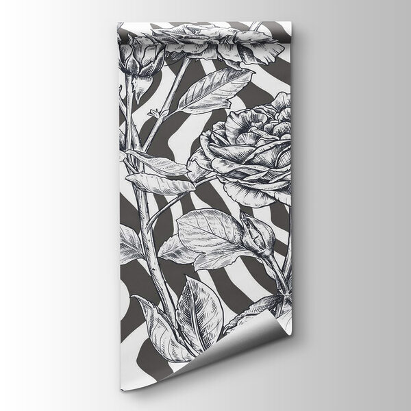 Black and white drawing of roses