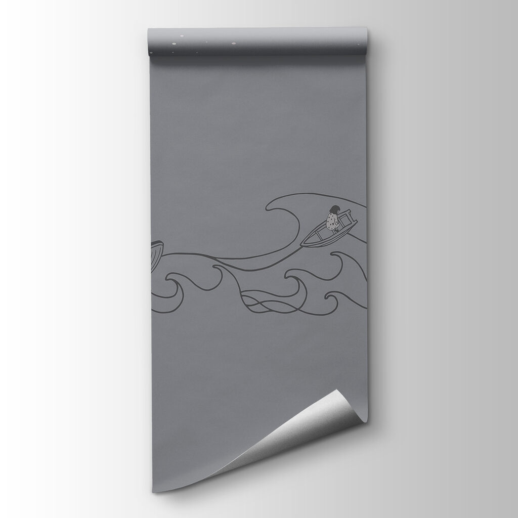 Whale drawing on a grey background