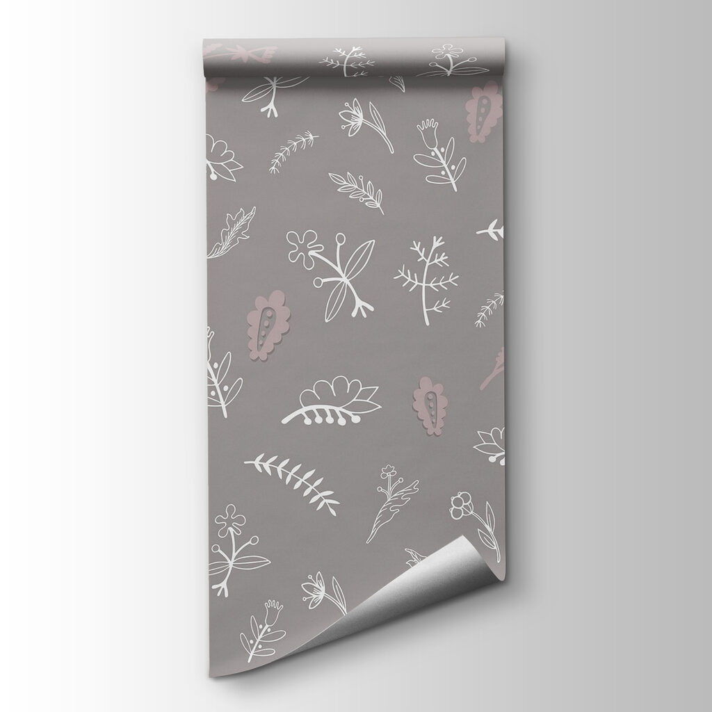 Grey background with white flowers