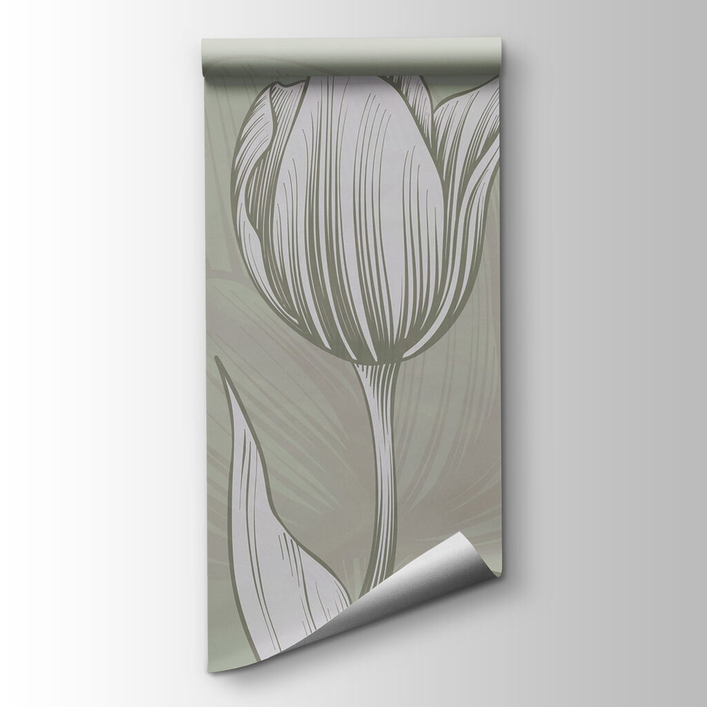 Line of flowers on a green background