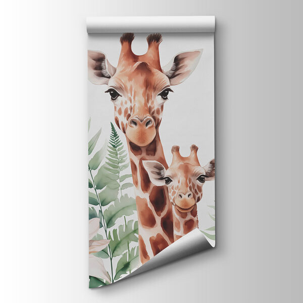 Giraffes and flowers