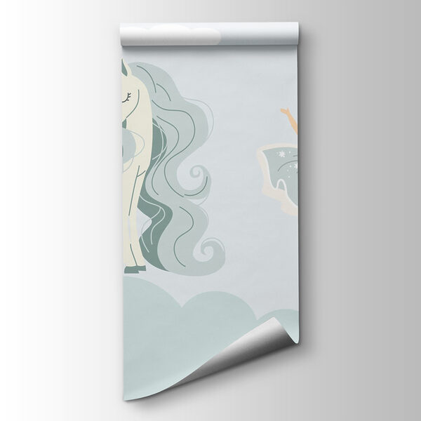 Cartoon of a girl and a unicorn