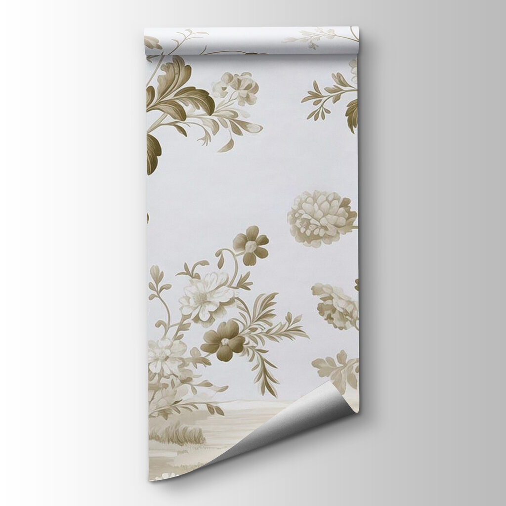 Wallpaper with flowers and trees