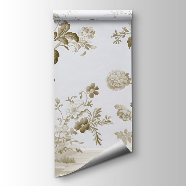 Wallpaper with flowers and trees