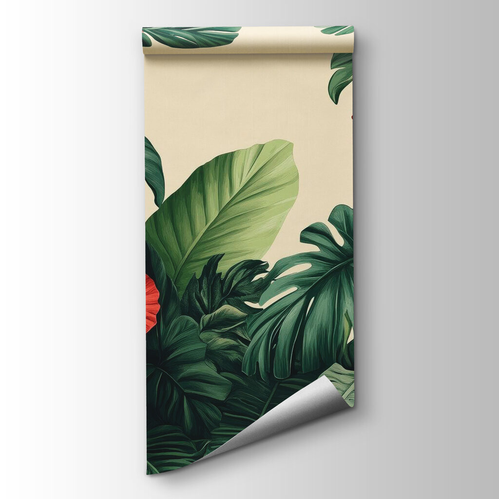 Group of flowers and leaves