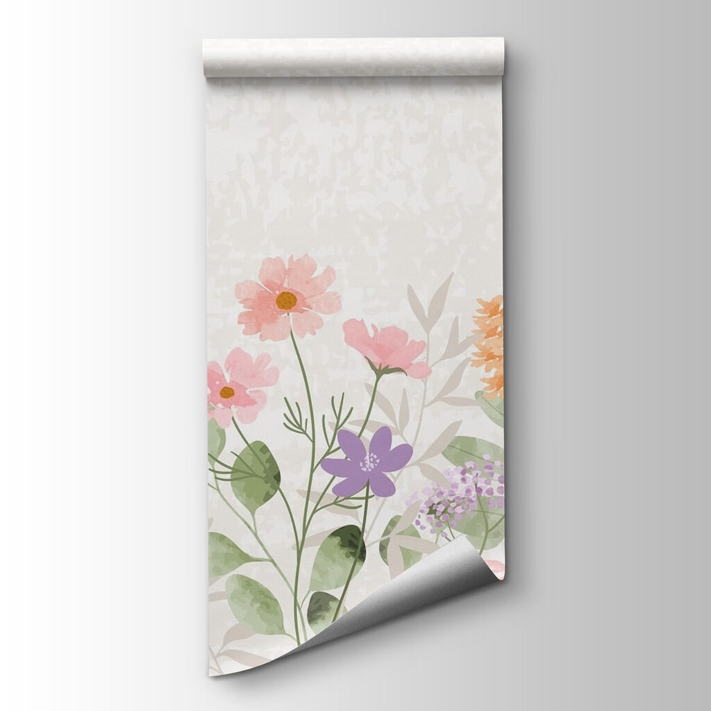 Row of flowers with leaves