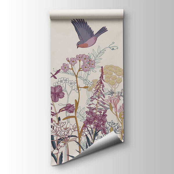 Birds flying over flowers