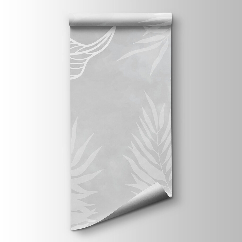 White leaves on a gray background