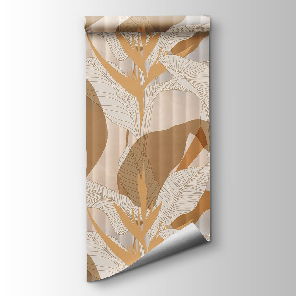 Wallpaper with leaves and flowers