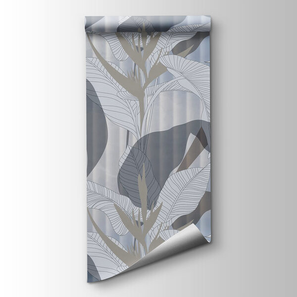 Wallpaper with leaves and flowers