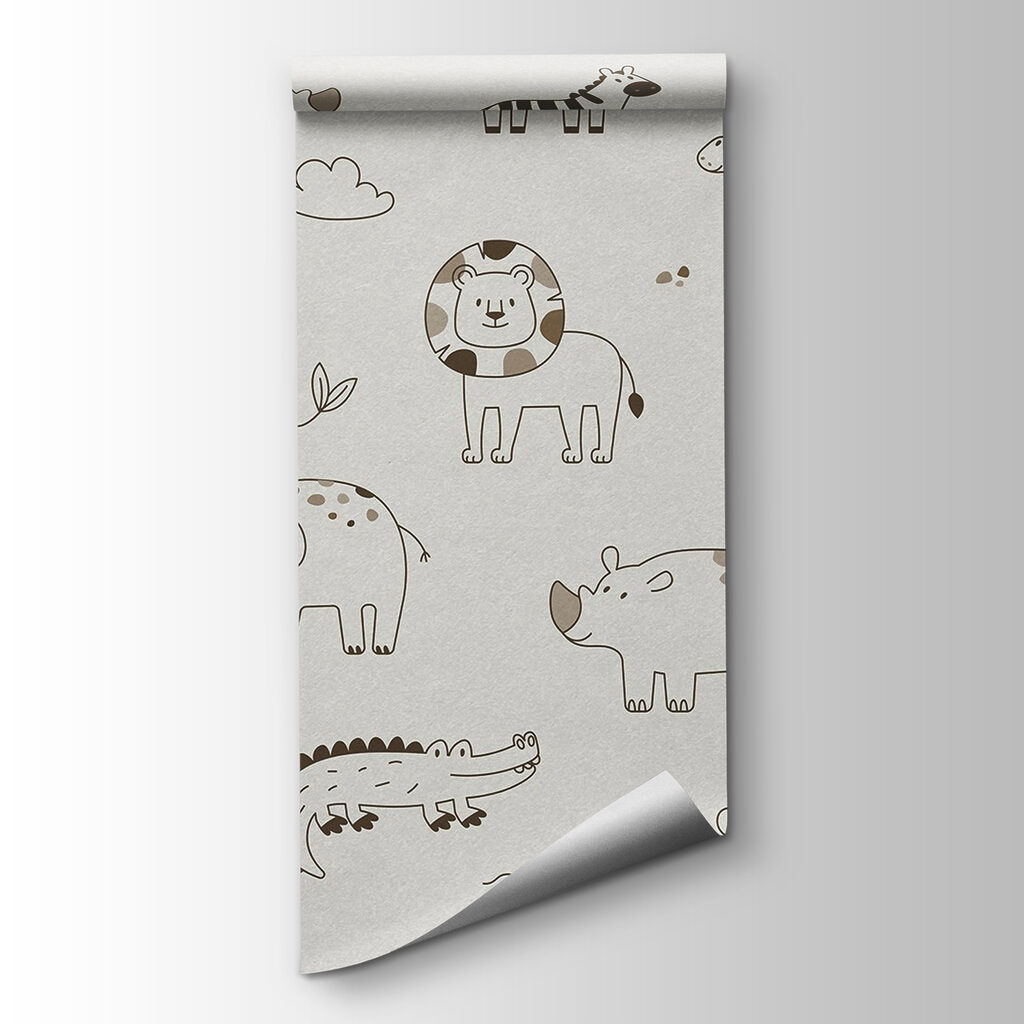 Group of animals drawn on a white surface Group of animals drawn on a white surface