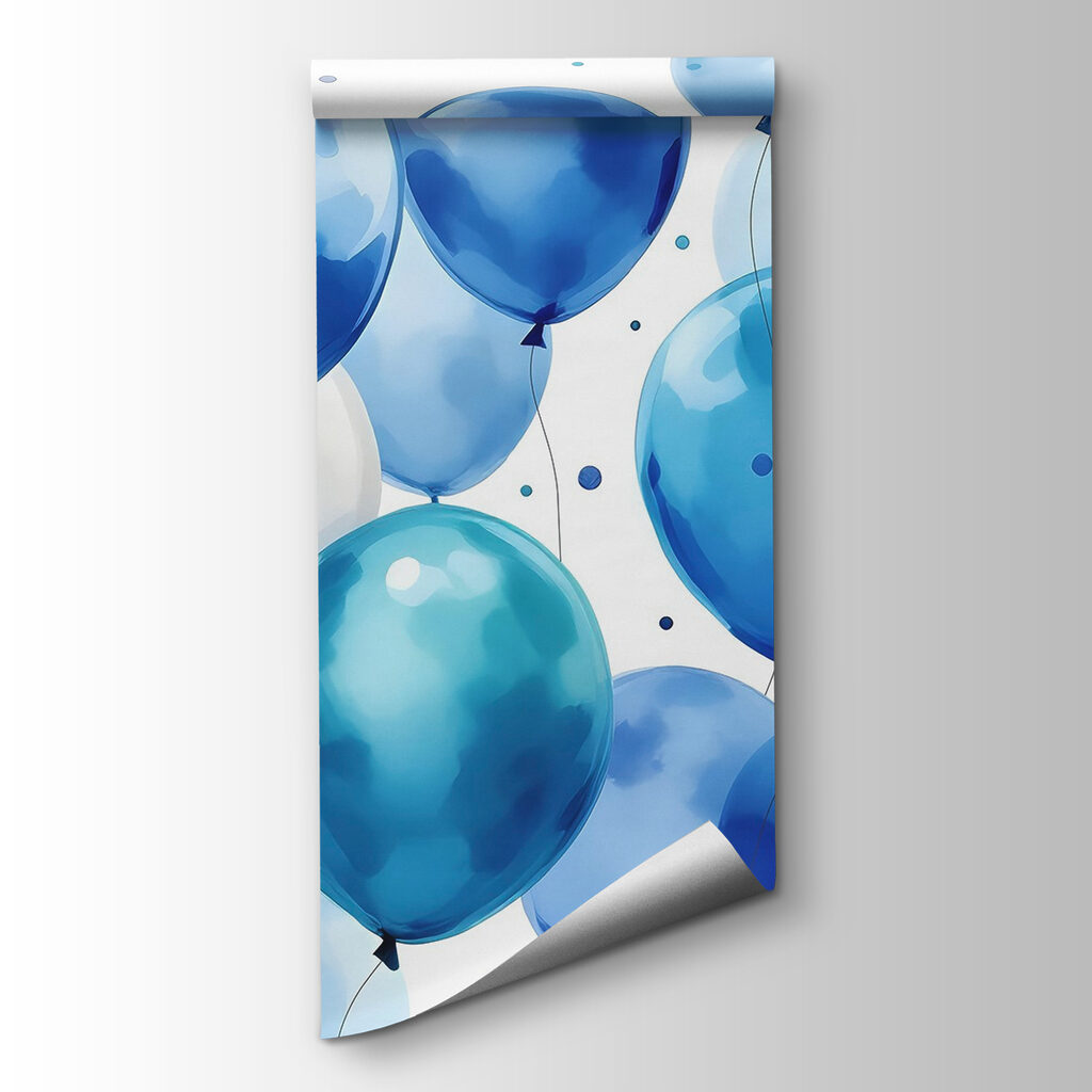 Group of blue and white balloons