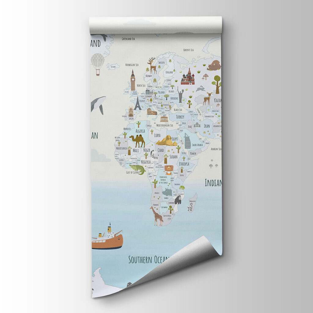 Map of the world with different animals