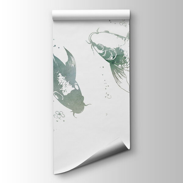 Two fish with flowers and leaves