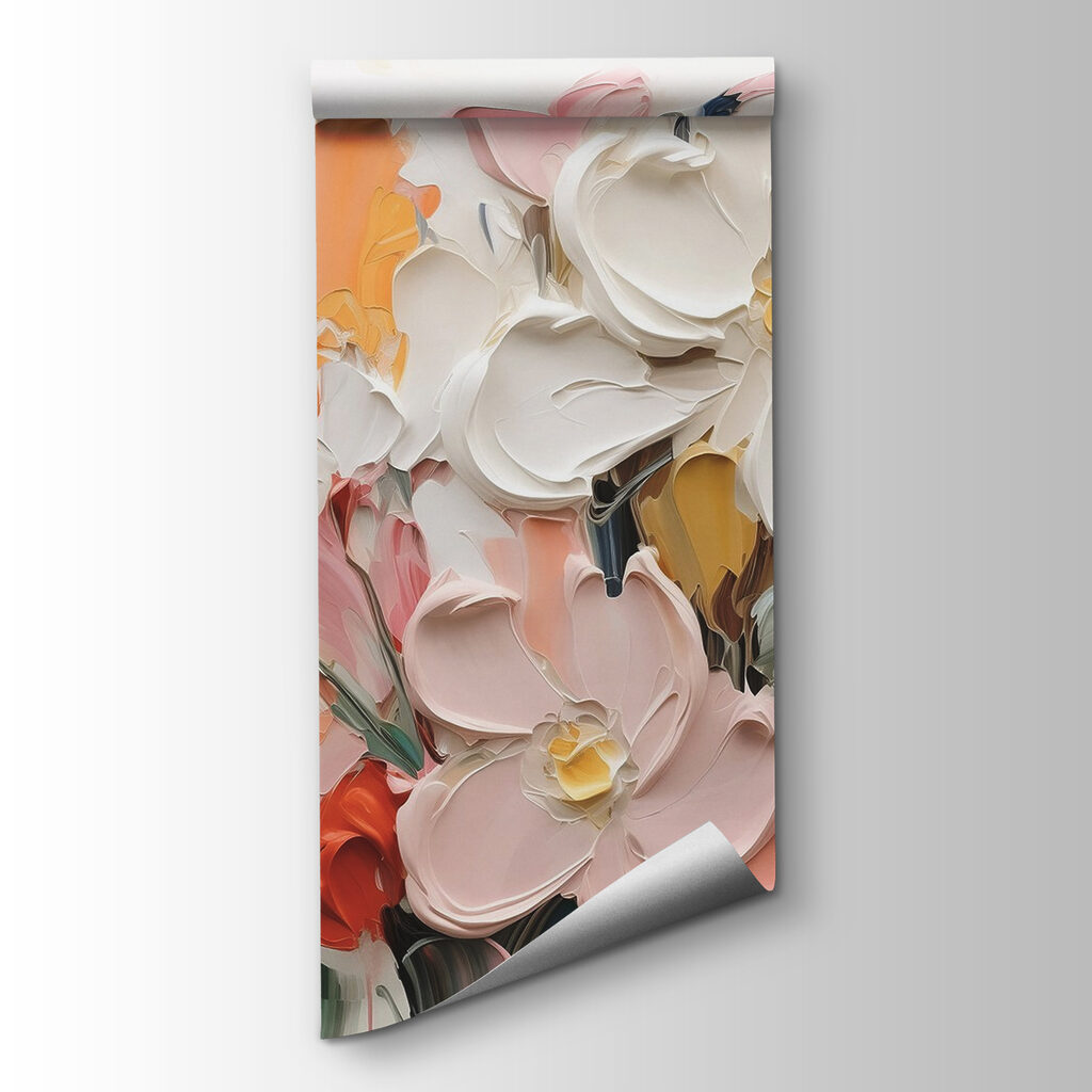 Painting of flowers on a white surface
