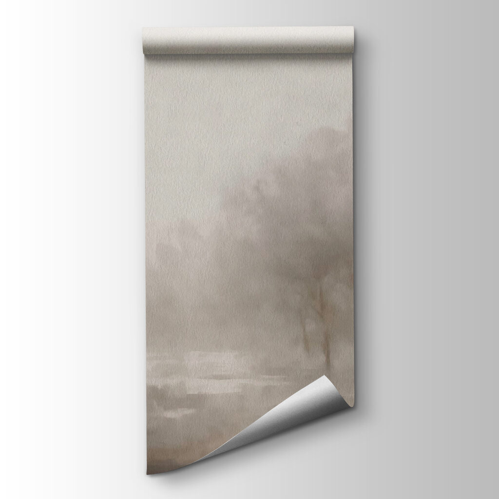 Foggy landscape with trees