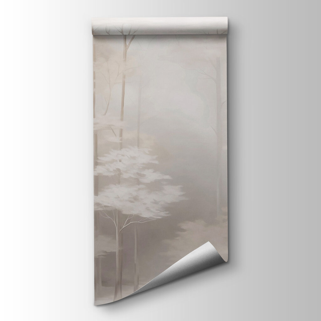 Foggy forest with trees