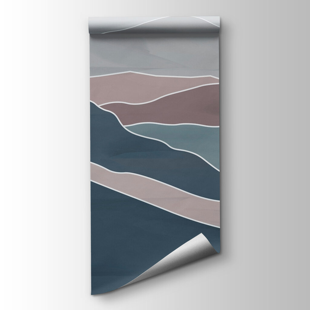 Mountain range with white lines