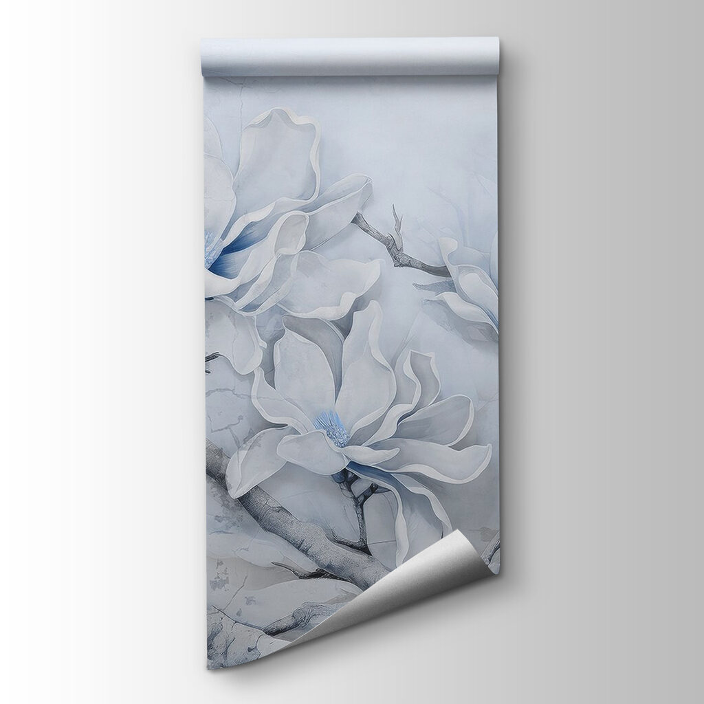 Painting of white flowers on a branch Painting of white flowers on a branch