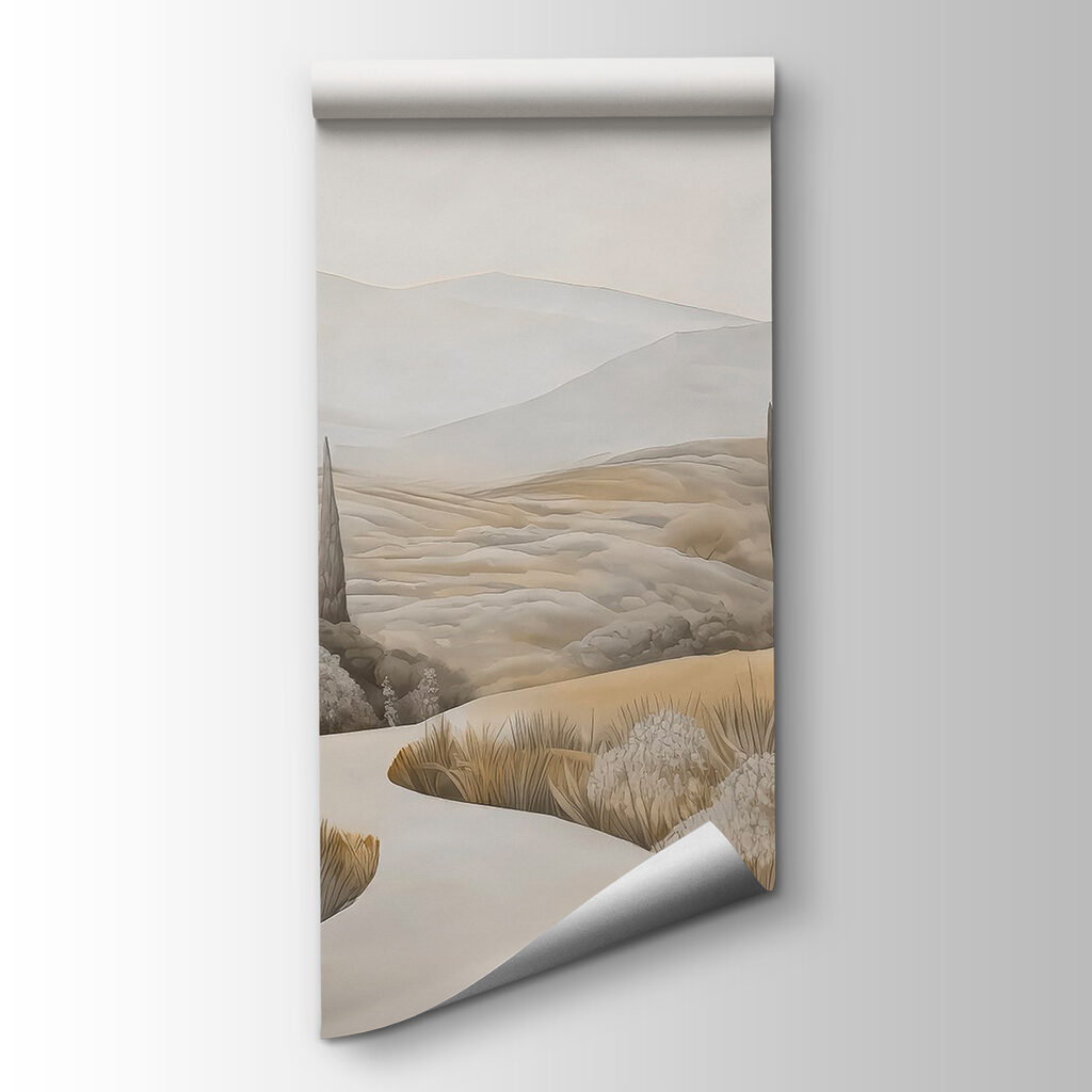 Landscape with a winding road and trees Landscape with a winding road and trees