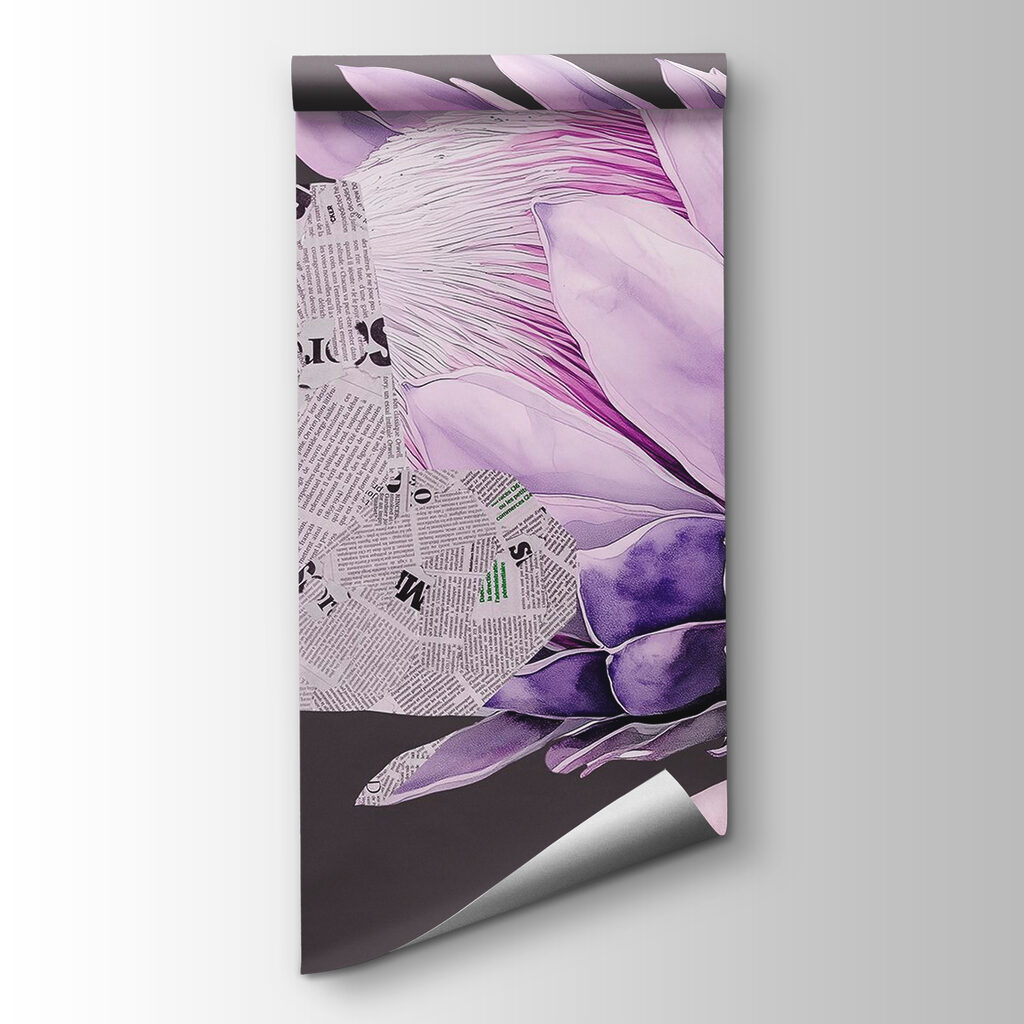 Purple flower with newspaper