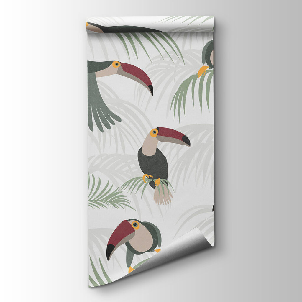 Pattern of birds and plants