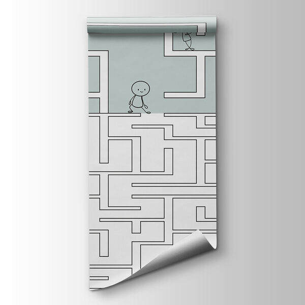 Maze with people walking through the maze