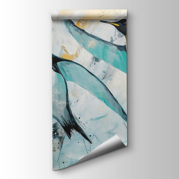 Painting of penguins flying