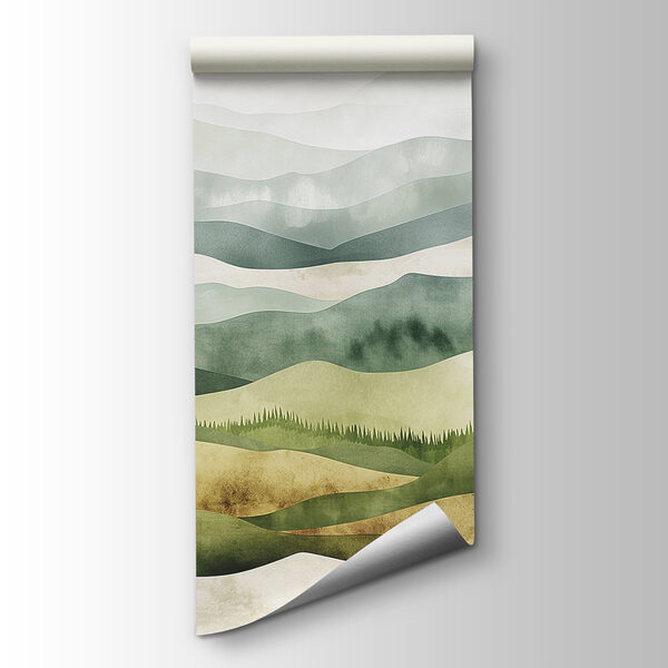 Landscape of hills with fog