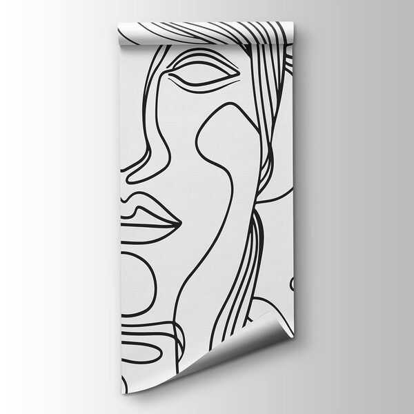 Black and white drawing of faces Black and white drawing of faces